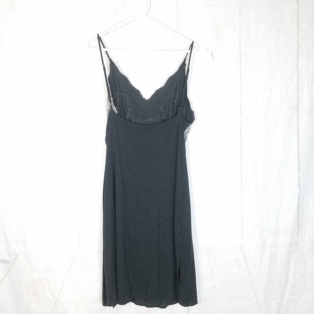 Natori Charcoal and Silver Lace Pajama Dress - Picture 5 of 7
